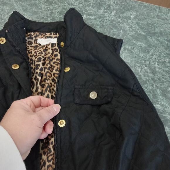 Charter Club Puffer Vest Womens Small Black Cheetah Sleeveless Diamond Quilt - Picture 4 of 10